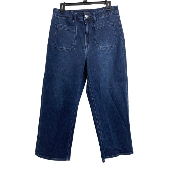 Quince Denim - Quince Organic Cotton Wide Leg Crop Jeans Dark Wash Indigo Blue Size 31